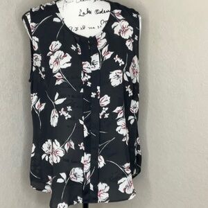 086 - Laundry NWTO Floral Sleeveless Top - Black and White, Size Large